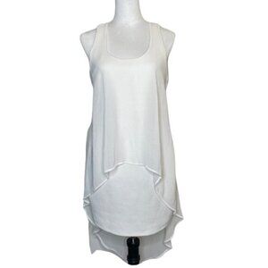 Women's Racerback White Chiffon Mini Dress High Low Balletcore Size Medium